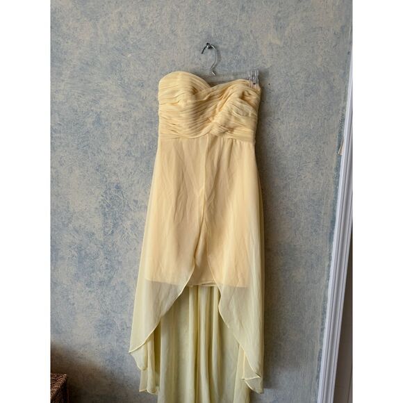 David's‎ bridal Canary yellow long chiffon dress size 4 - Picture 1 of 8